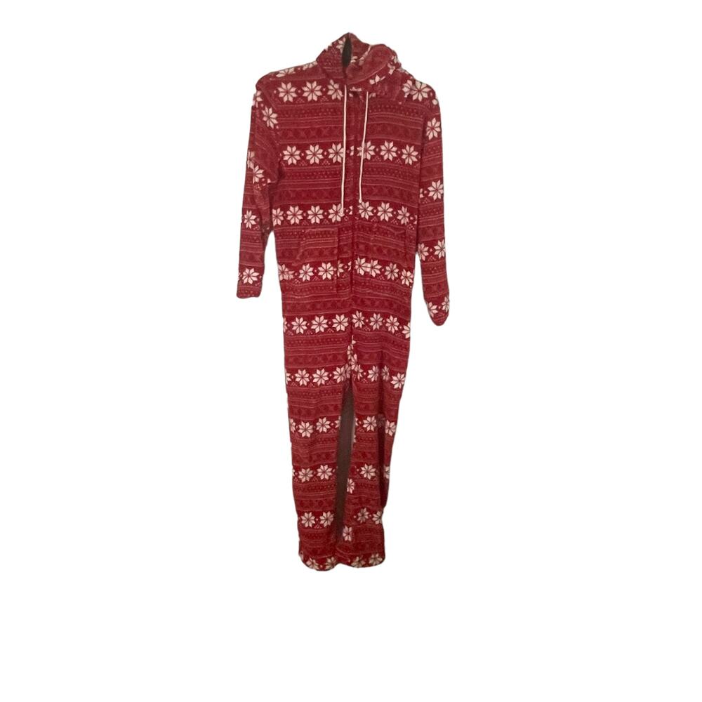 Sleepytime PJs Women's Size‎ Small Fair Isle Fleece Hooded Footed Pajamas